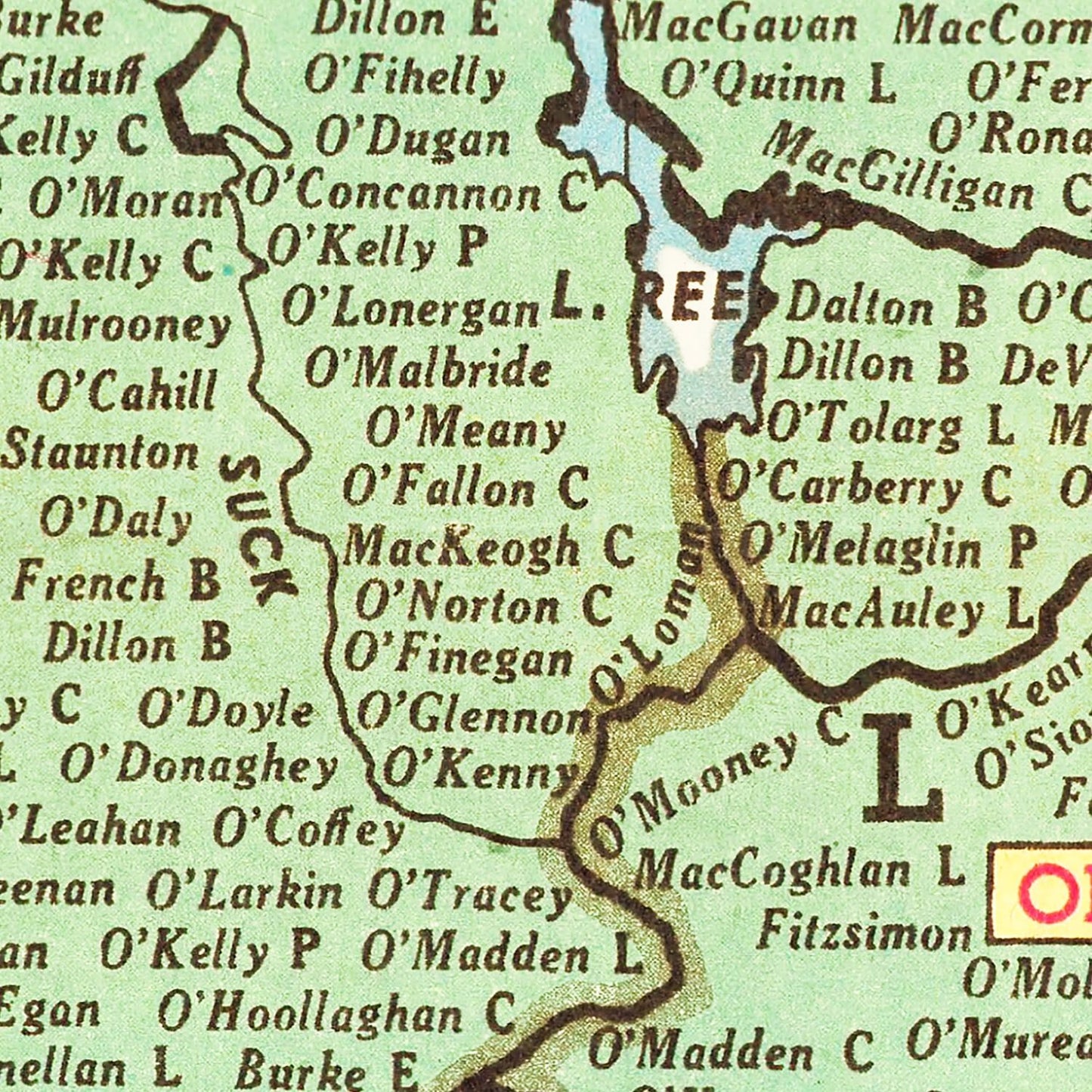Vintage Erin's First Families Map of Ireland, 1946