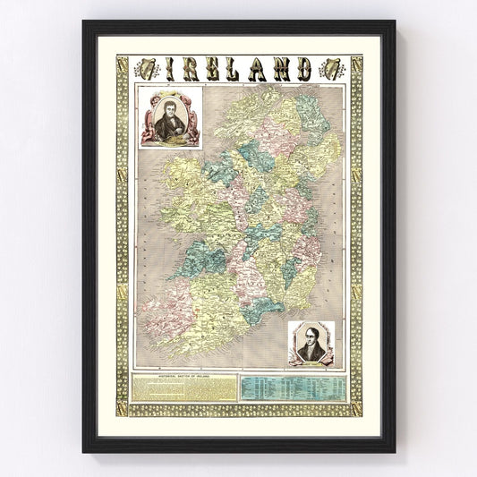 Vintage map of Ireland, 1855