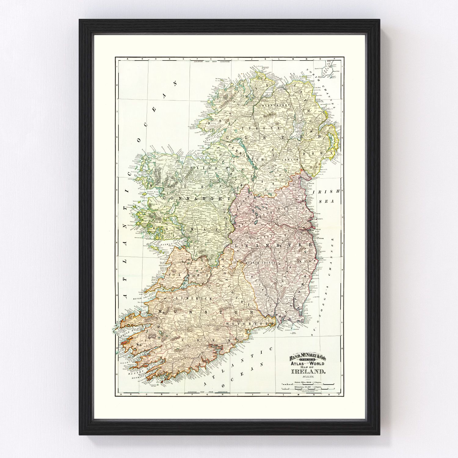 Vintage map of Ireland, 1897