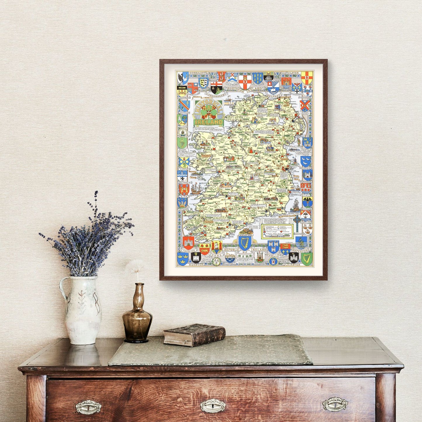 Vintage Historical Map of Ireland, 1955