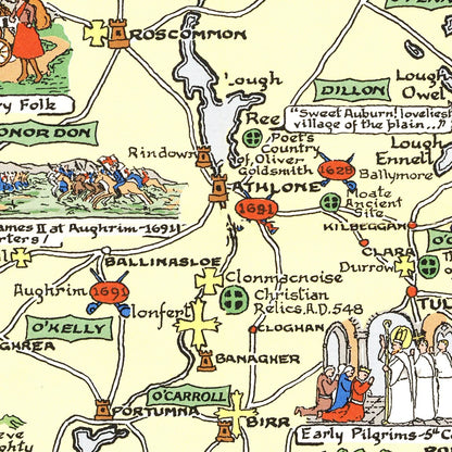 Vintage Historical Map of Ireland, 1955