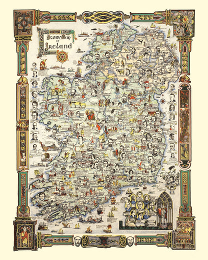 Vintage Story Map of Ireland, 1936