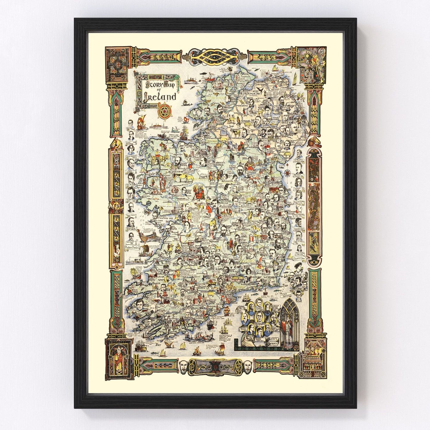 vintage story map of Ireland, 1936