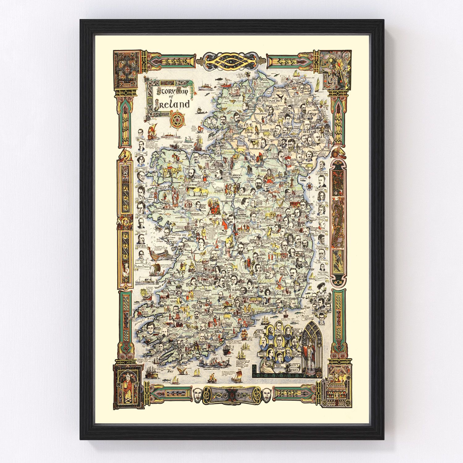 vintage story map of Ireland, 1936