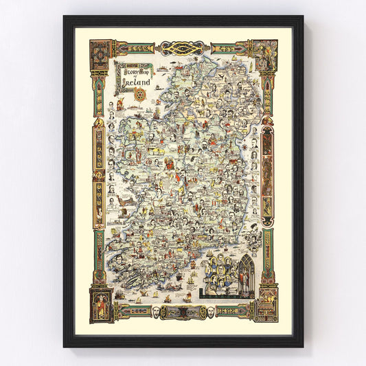 vintage story map of Ireland, 1936