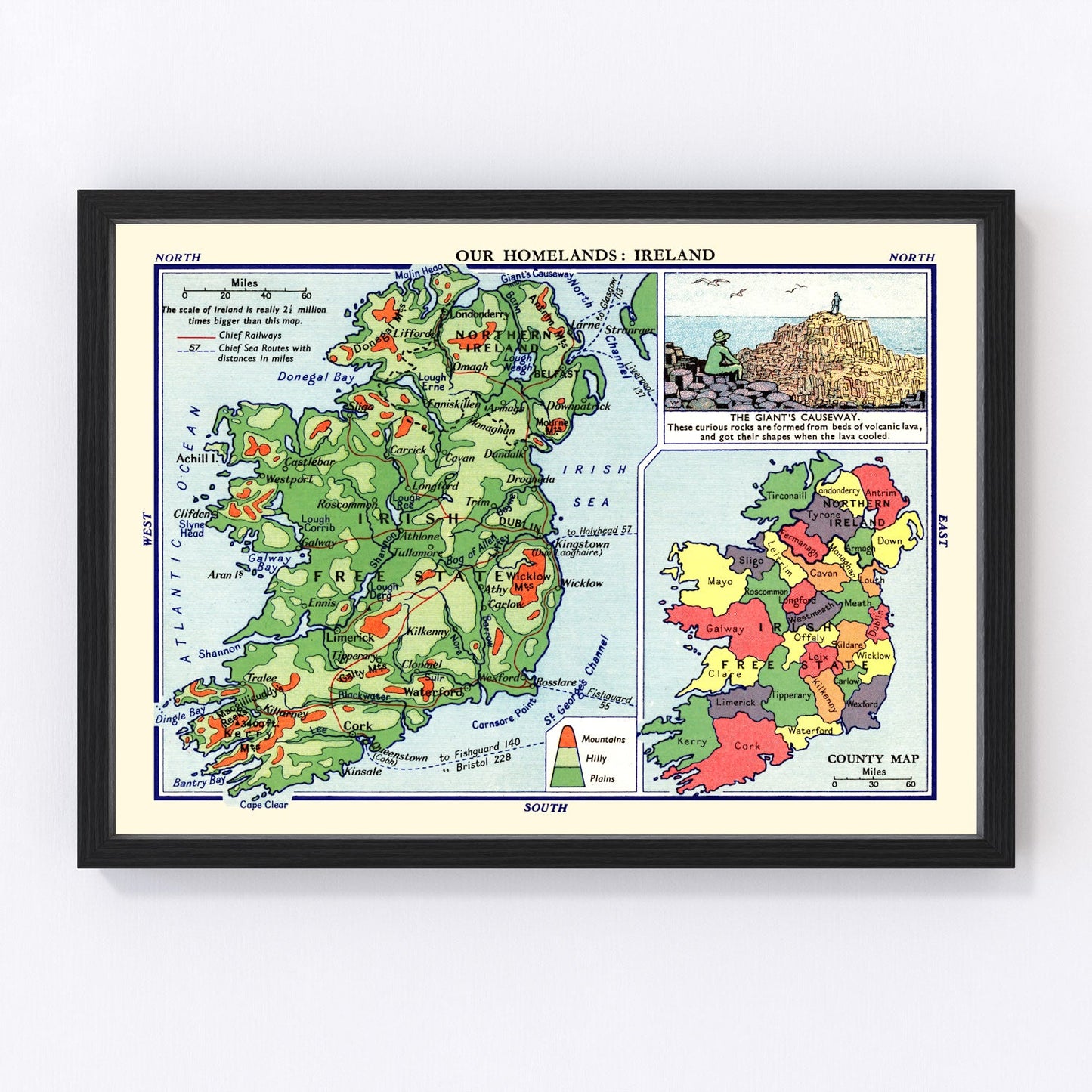 Our Homelands Ireland vintage map, 1935, digitally restored art print