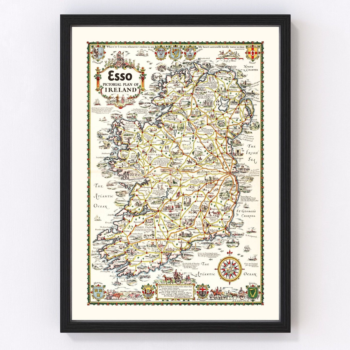 vintage pictorial plan of Ireland, 1933