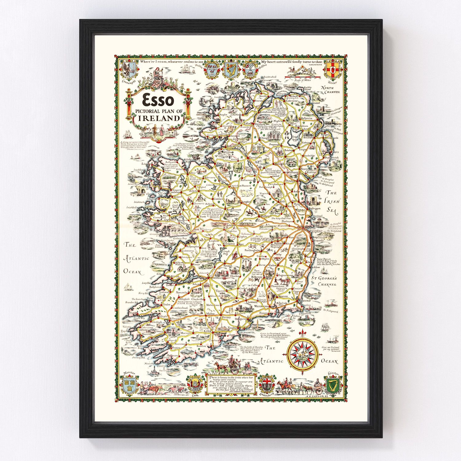 vintage pictorial plan of Ireland, 1933