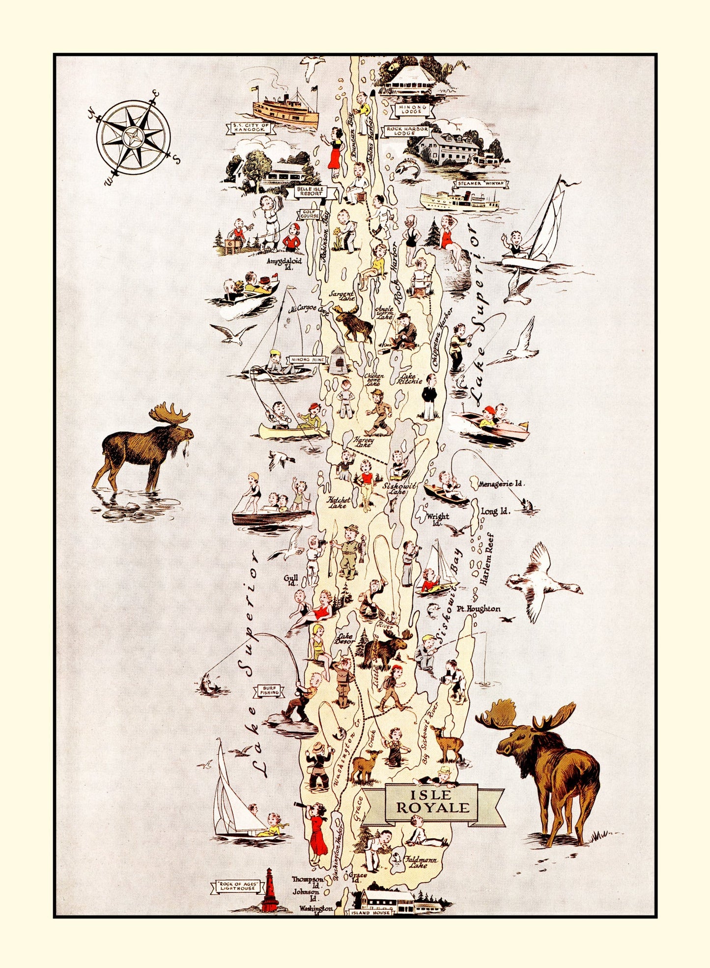 Vintage Map of Isle Royale National Park, Michigan, 1936