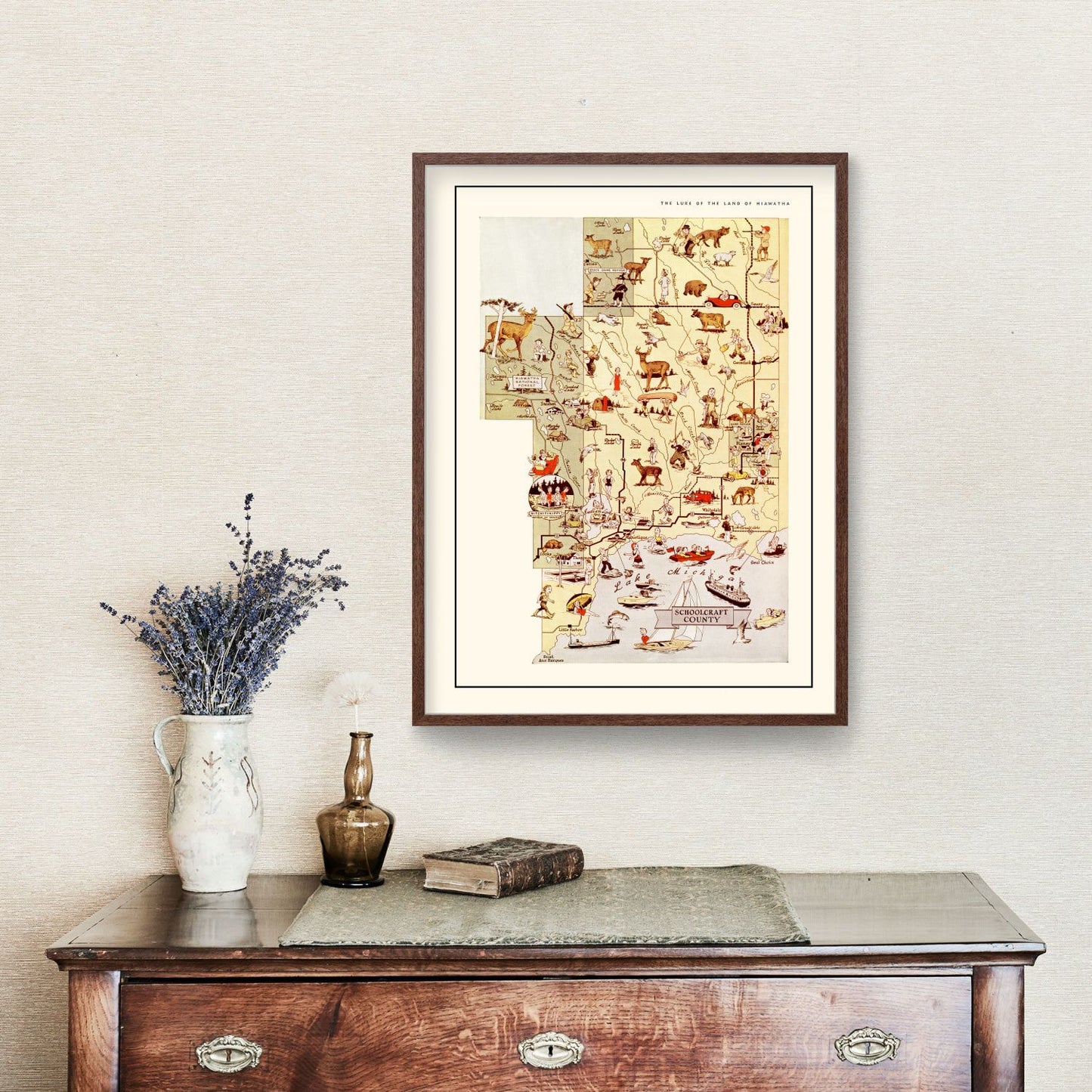 Vintage Map of Schoolcraft County, Michigan, 1936