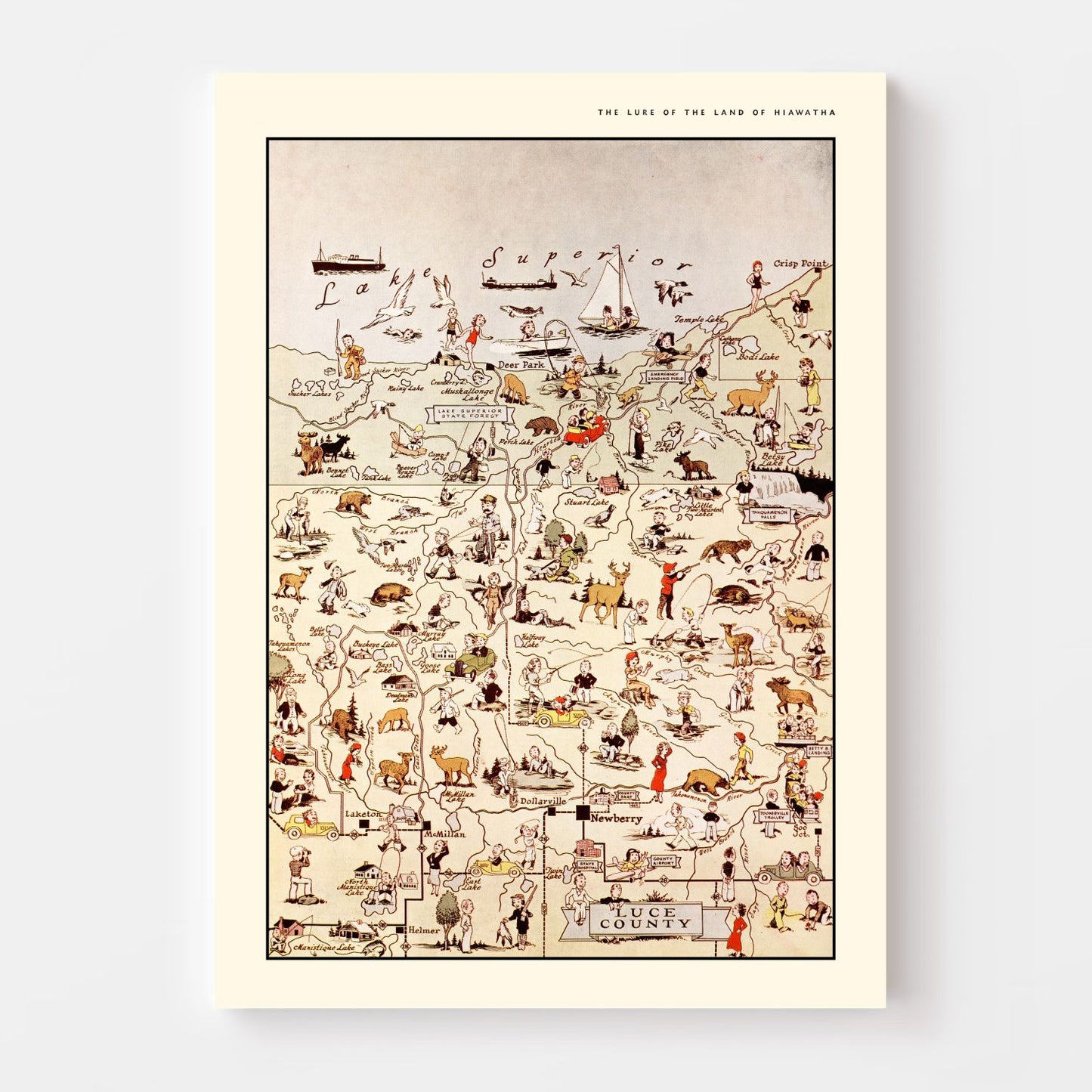 Vintage Map of Luce County, Michigan, 1936