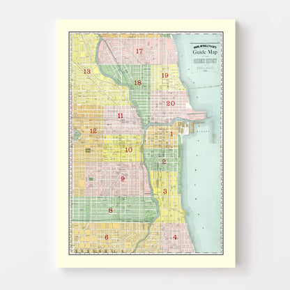 Vintage Map of the Business District of Chicago, Illinois 1875