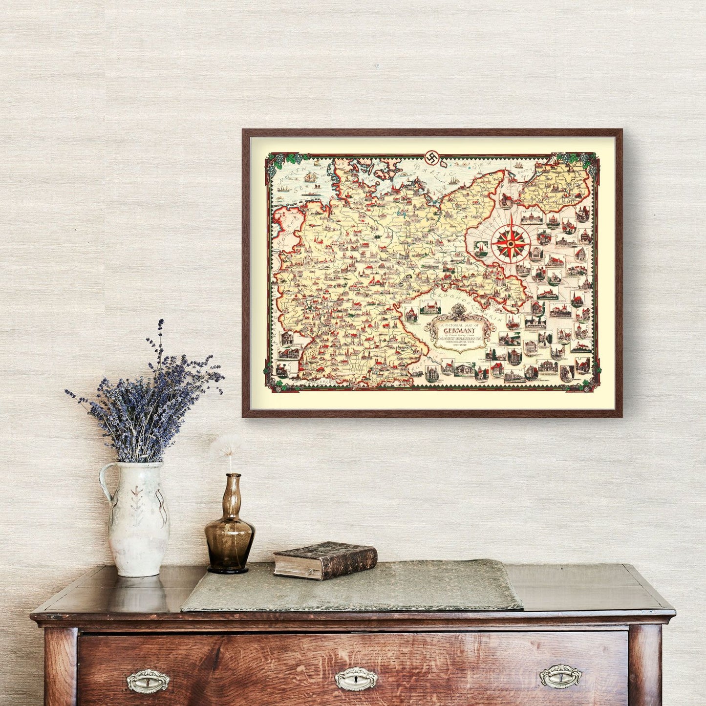 Vintage Pictorial Map of Germany, 1935