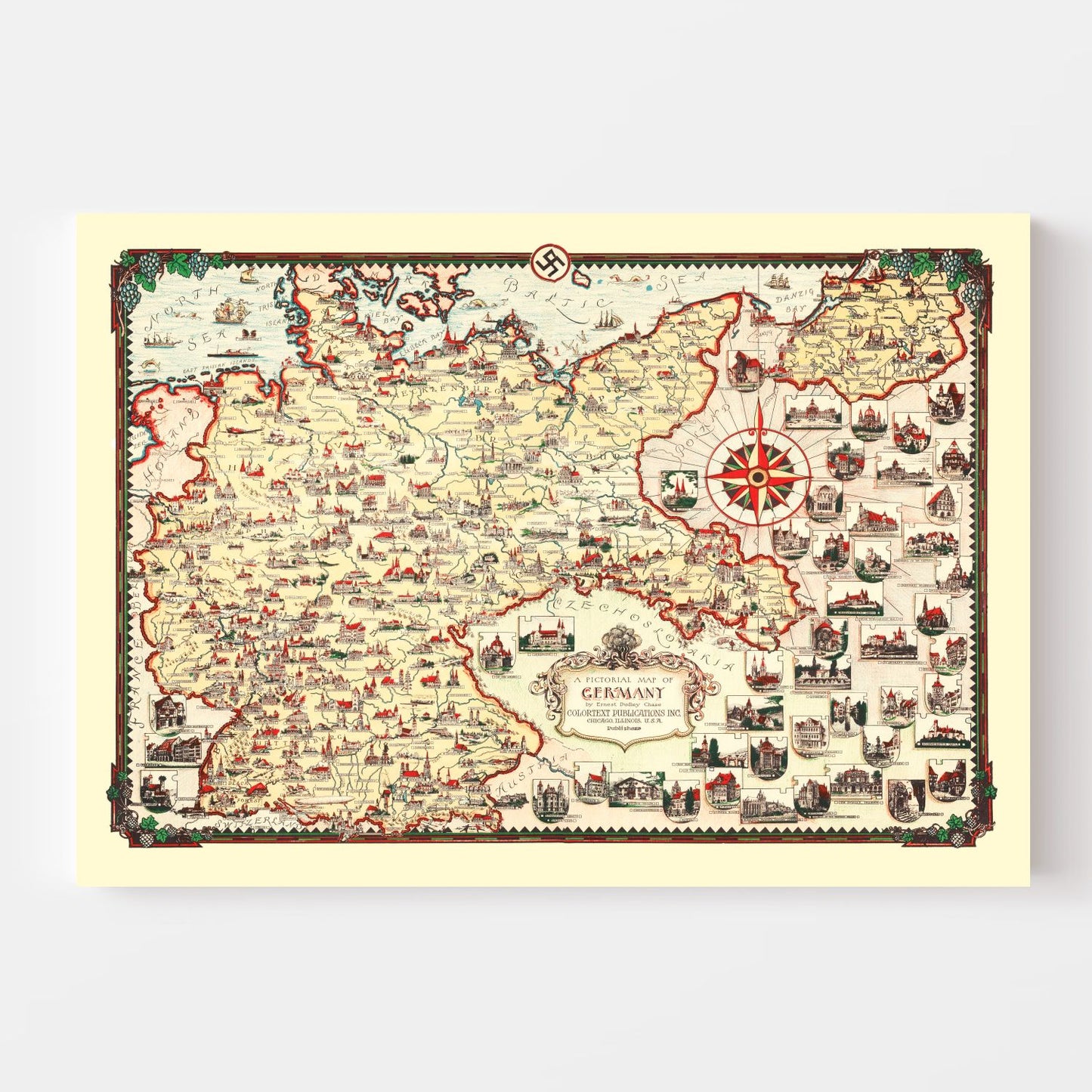 Vintage Pictorial Map of Germany, 1935