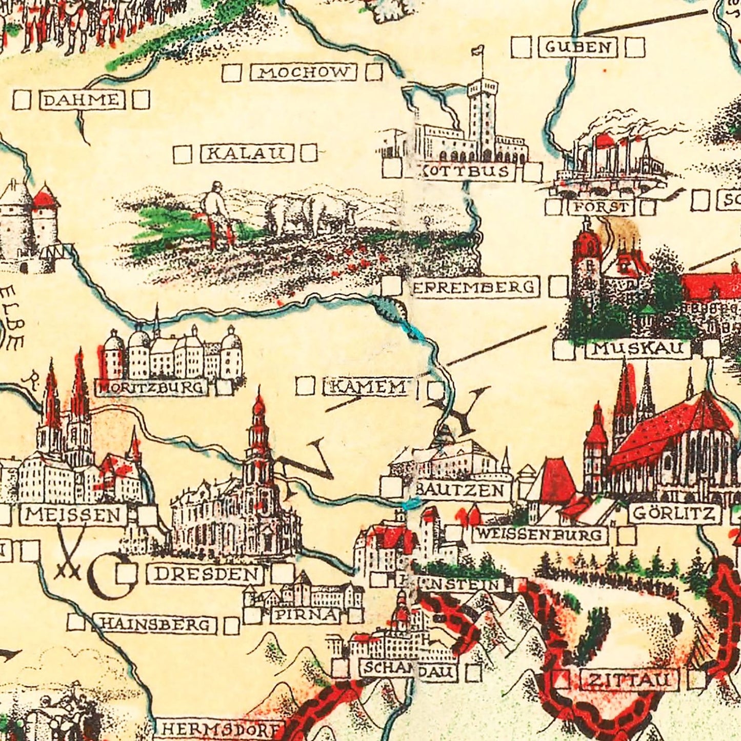 Vintage Pictorial Map of Germany, 1935