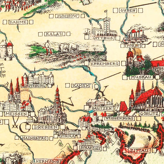 Vintage Pictorial Map of Germany, 1935