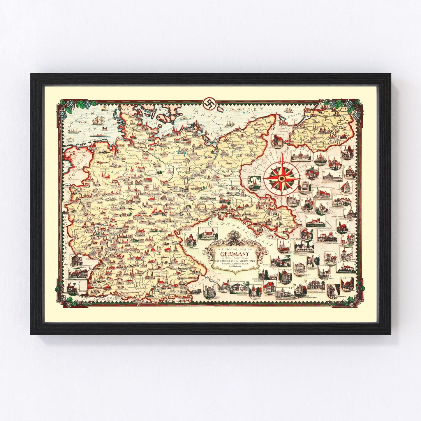 vintage pictorial map of Germany, 1935