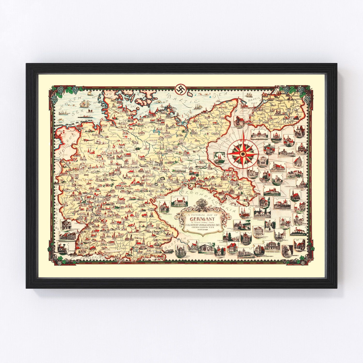 vintage pictorial map of Germany, 1935
