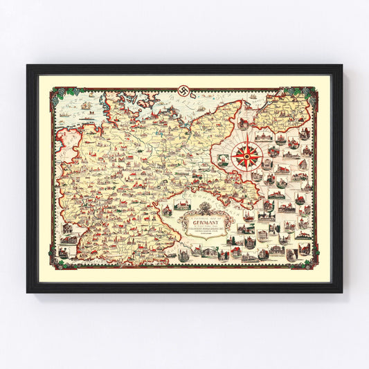 vintage pictorial map of Germany, 1935
