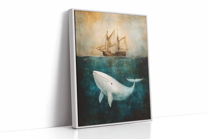 Whale Beneath the Tall Ship - Vintage Seascape Art
