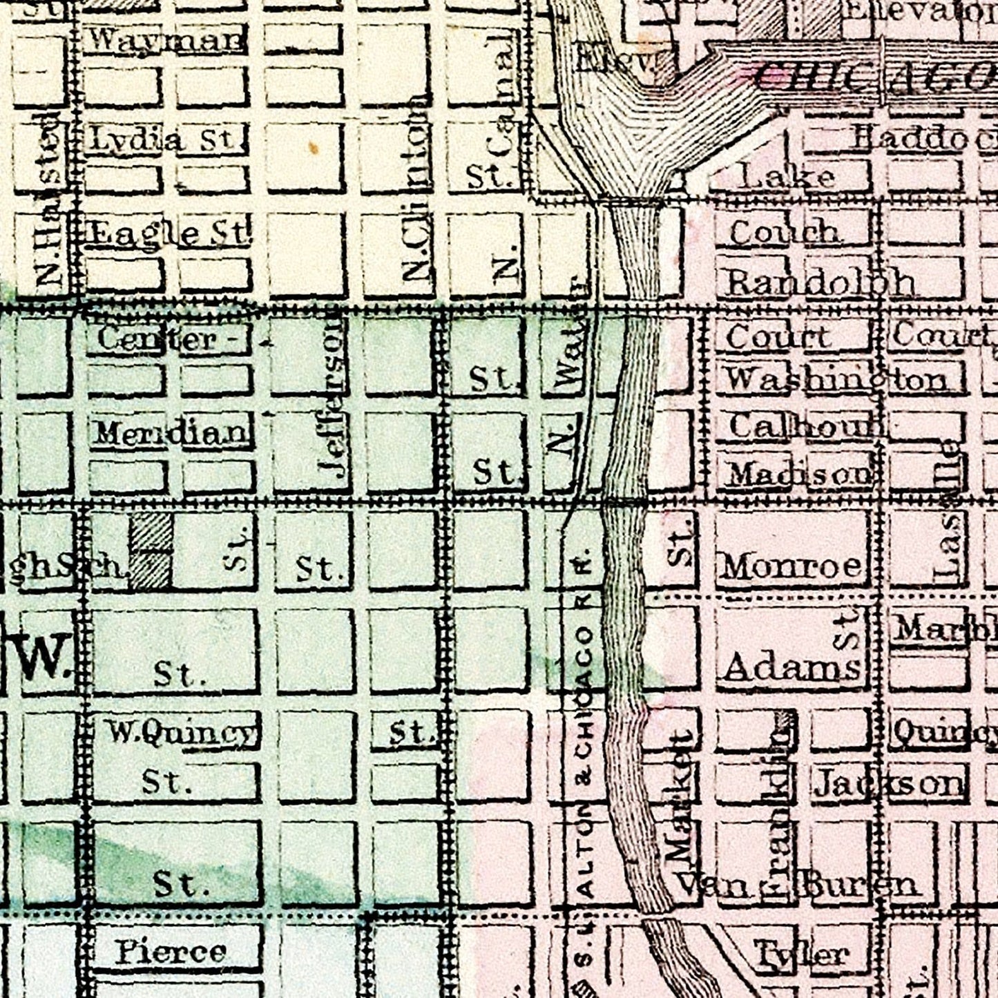 Vintage Map of Chicago, Illinois, 1874 - Edition I
