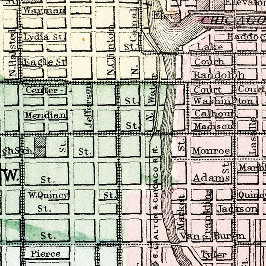 Vintage Map of Chicago, Illinois, 1874 - Edition I