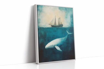 Deep Blue Silence and the Whale - Nautical Seascape Art
