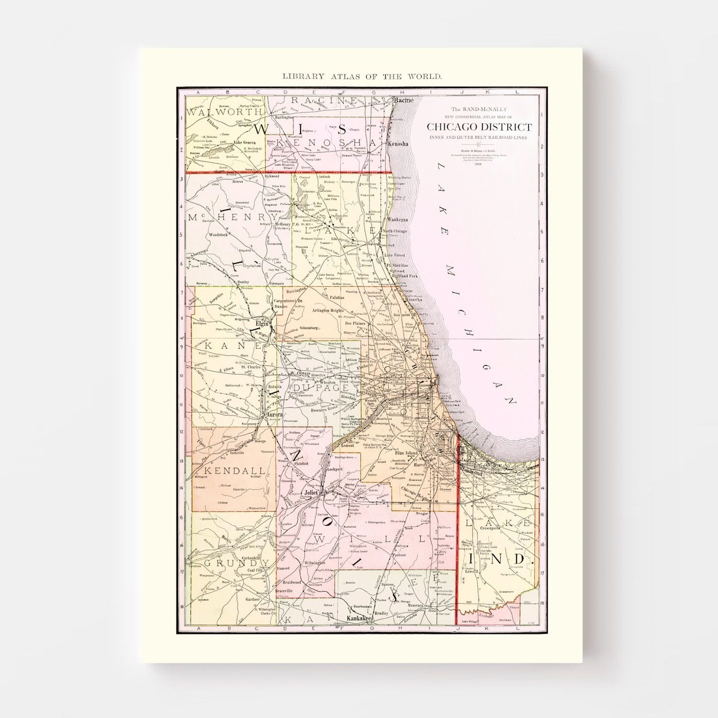 Vintage Chicago Railroad Lines Map 1912