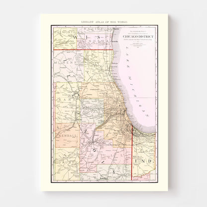 Vintage Chicago Railroad Lines Map 1912
