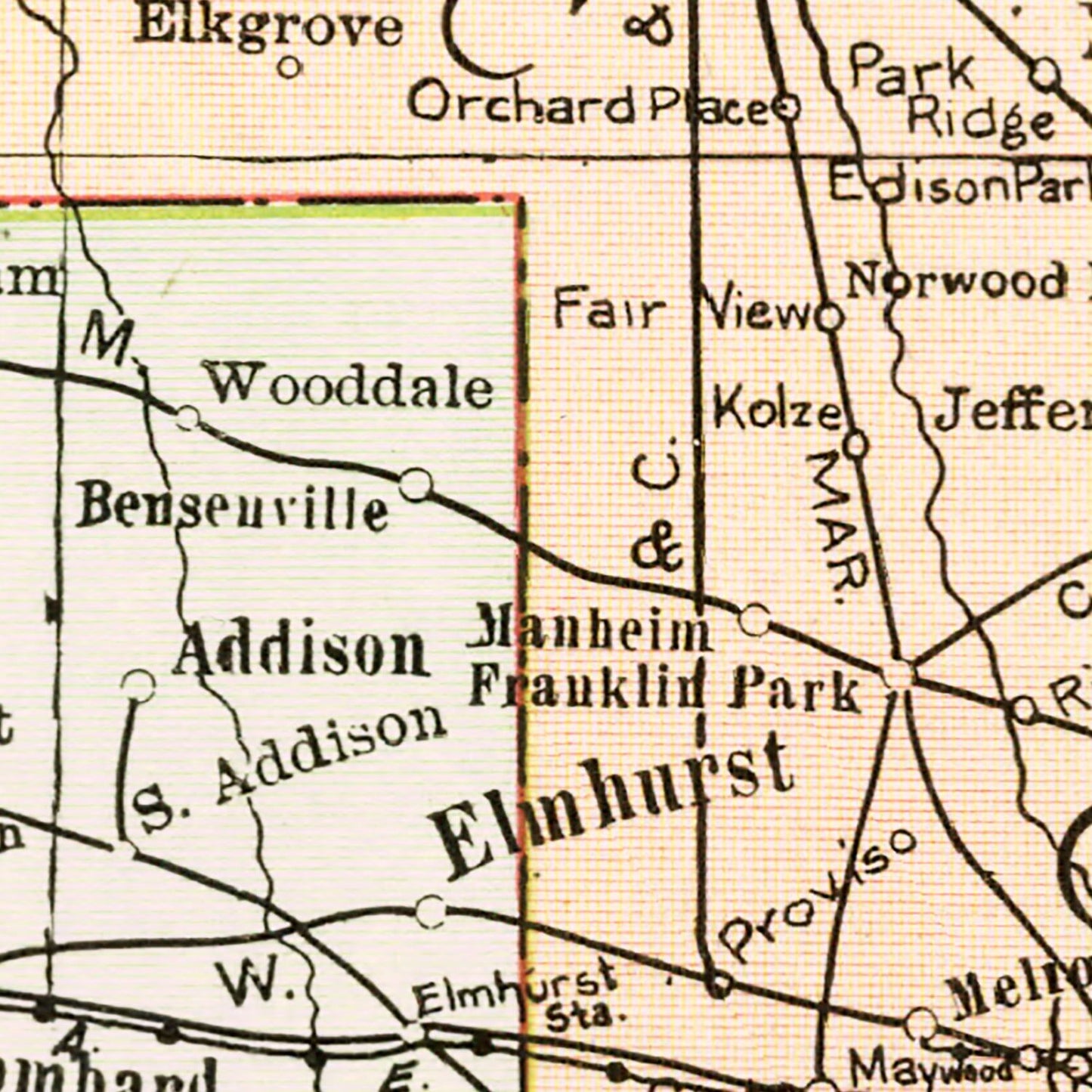 Vintage Chicago Railroad Lines Map 1912