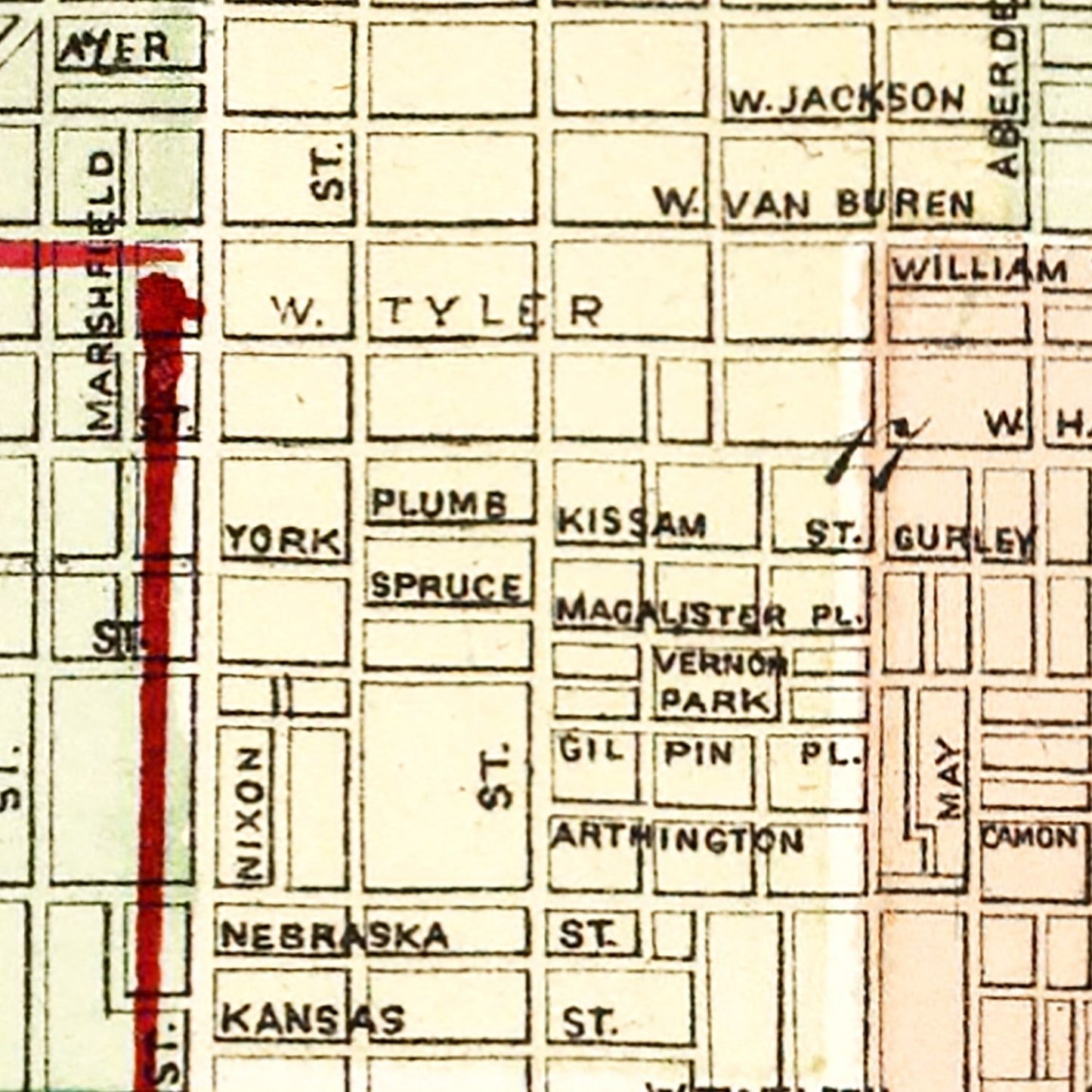 Vintage Map of Chicago, Illinois, 1872