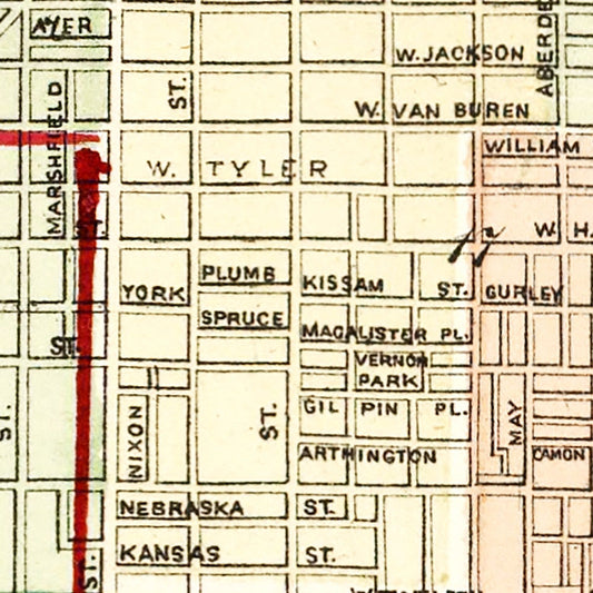 Vintage Map of Chicago, Illinois, 1872