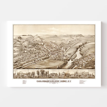 Vintage Map of Canajoharie and Palatine Bridge, New York, 1881