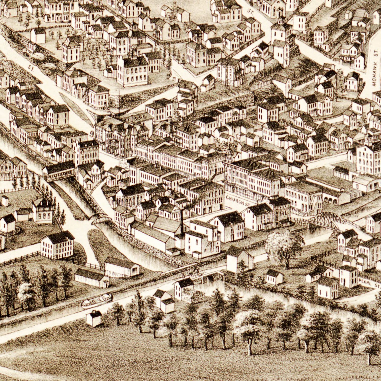 Vintage Map of Canajoharie and Palatine Bridge, New York, 1881
