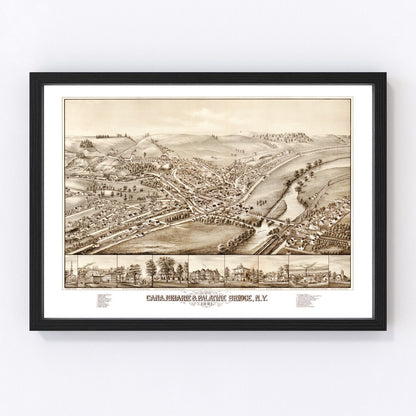 Vintage map of Canajoharie and Palatine Bridge, New York, 1881, digitally restored print