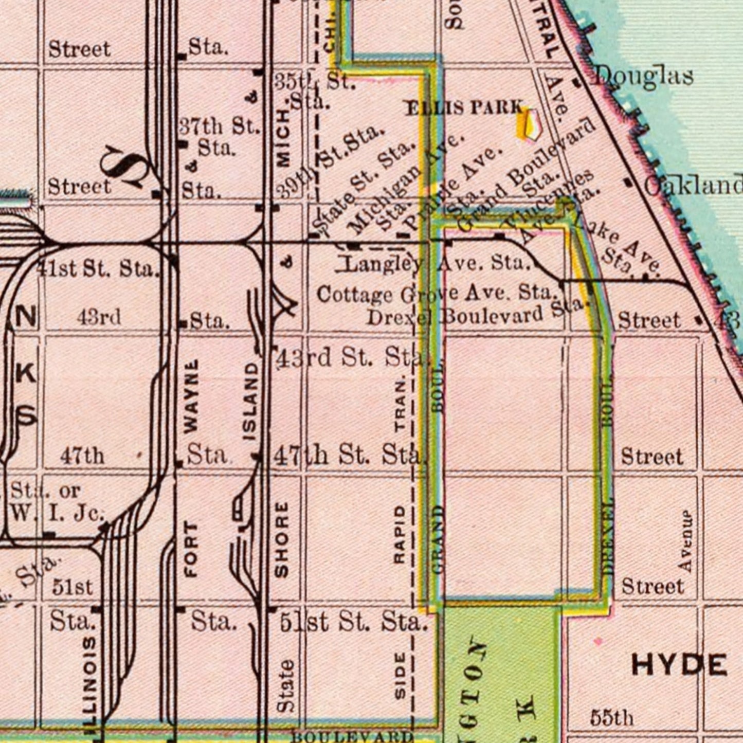 Vintage Chicago Railway Terminals Map, 1897