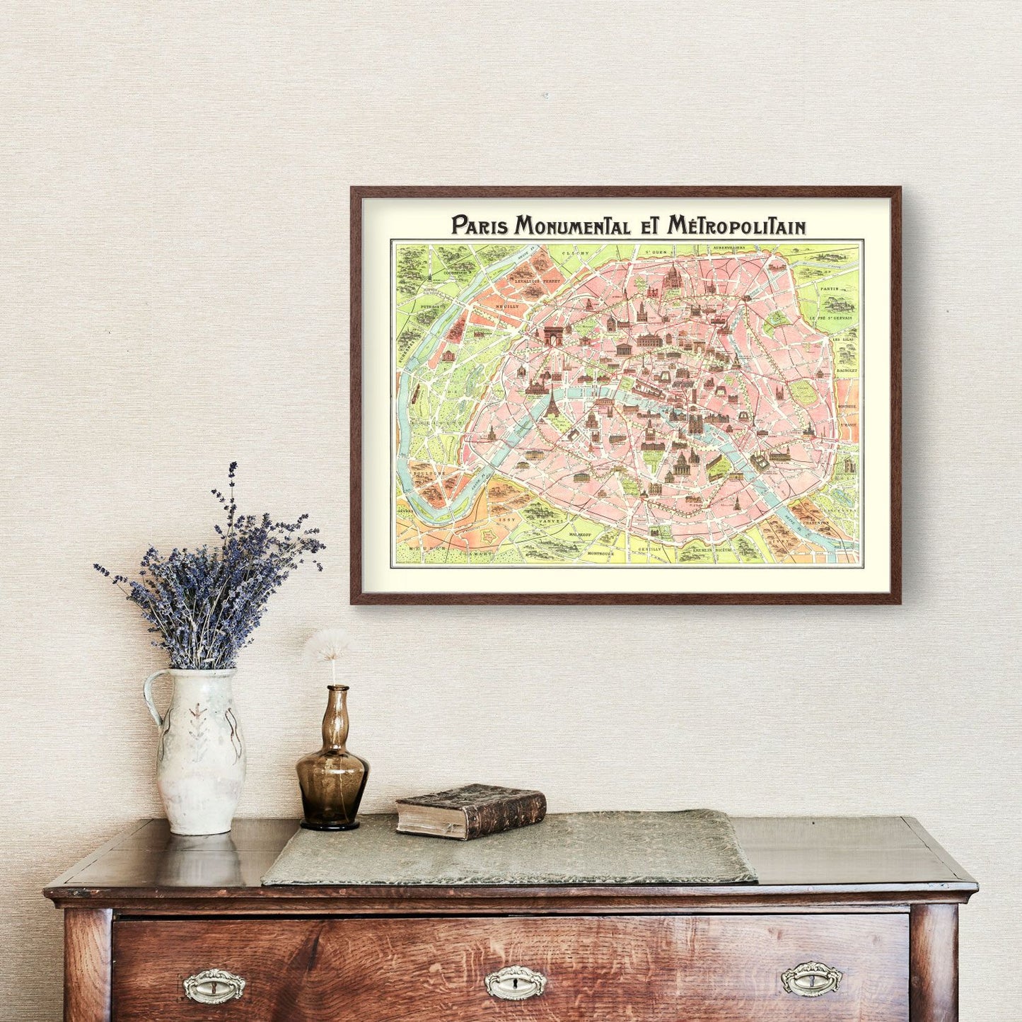 Vintage Map of Paris, France, 1911