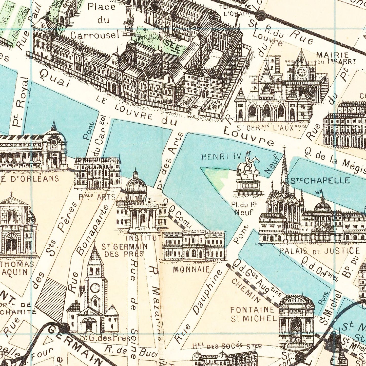 Vintage Map of Paris, France, 1905