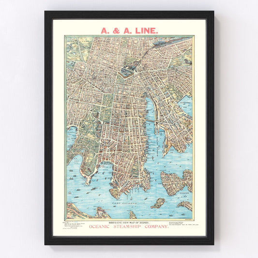 Vintage map of Sydney, Australia, 1902