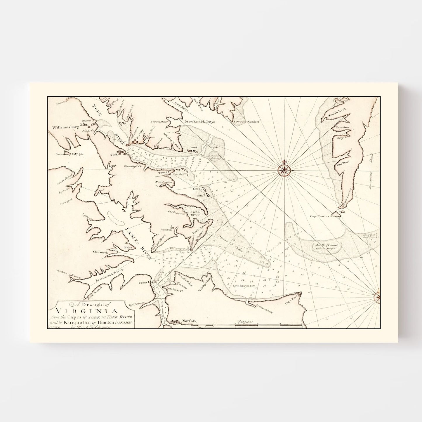 Vintage Map of Virginia, 1742
