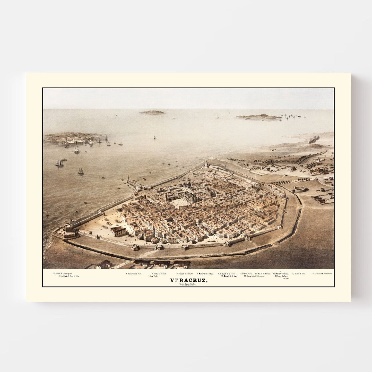 Vintage Map of Veracruz, Mexico, 1862