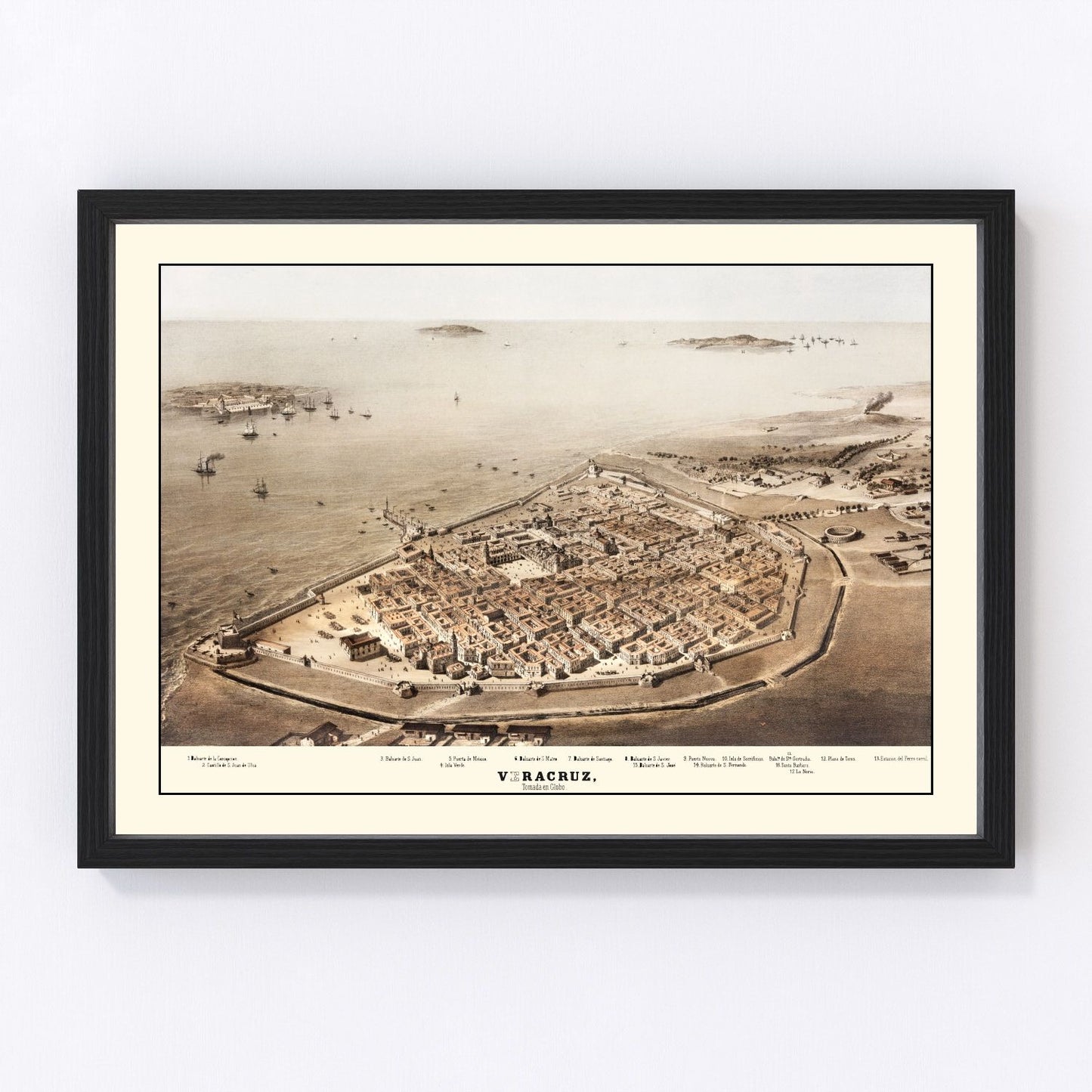 Vintage map of Veracruz, Mexico, 1862