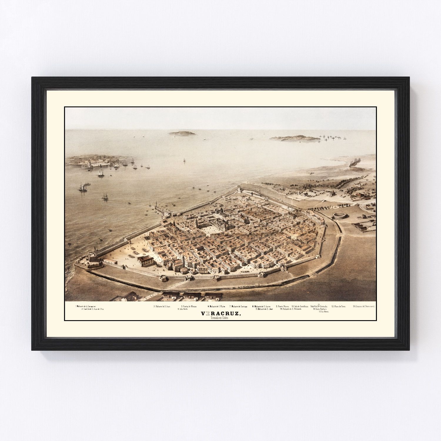 Vintage map of Veracruz, Mexico, 1862