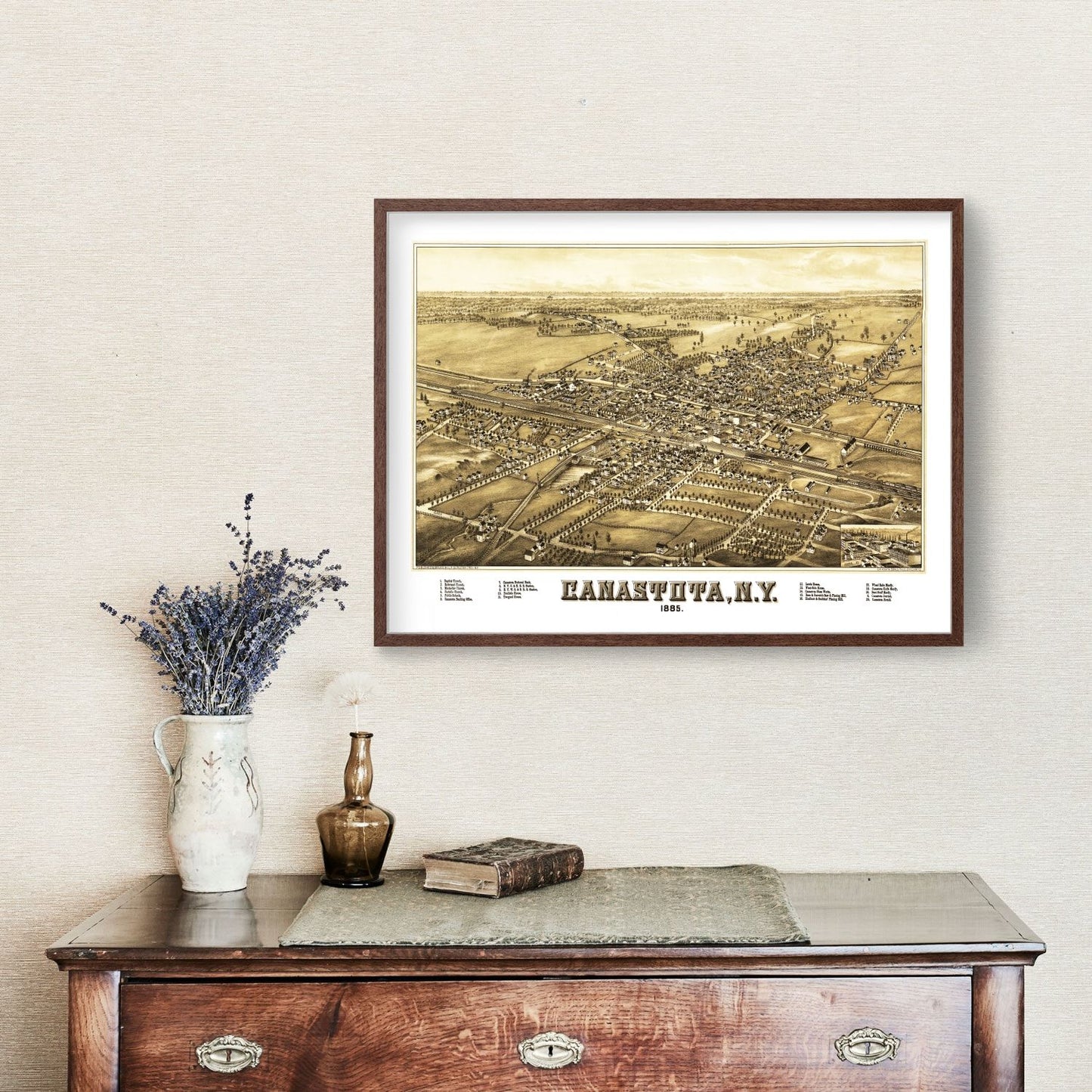 Vintage Map of Canastota, New York, 1885 Wall Art