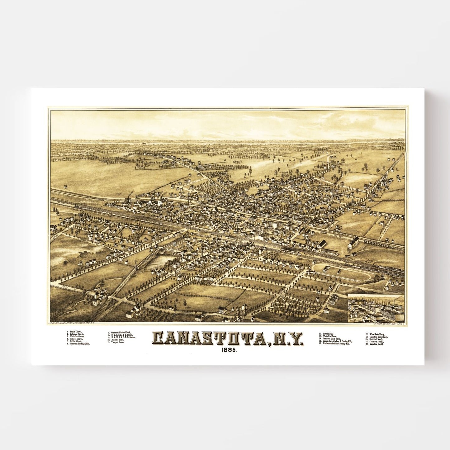 Vintage Map of Canastota, New York, 1885 Wall Art