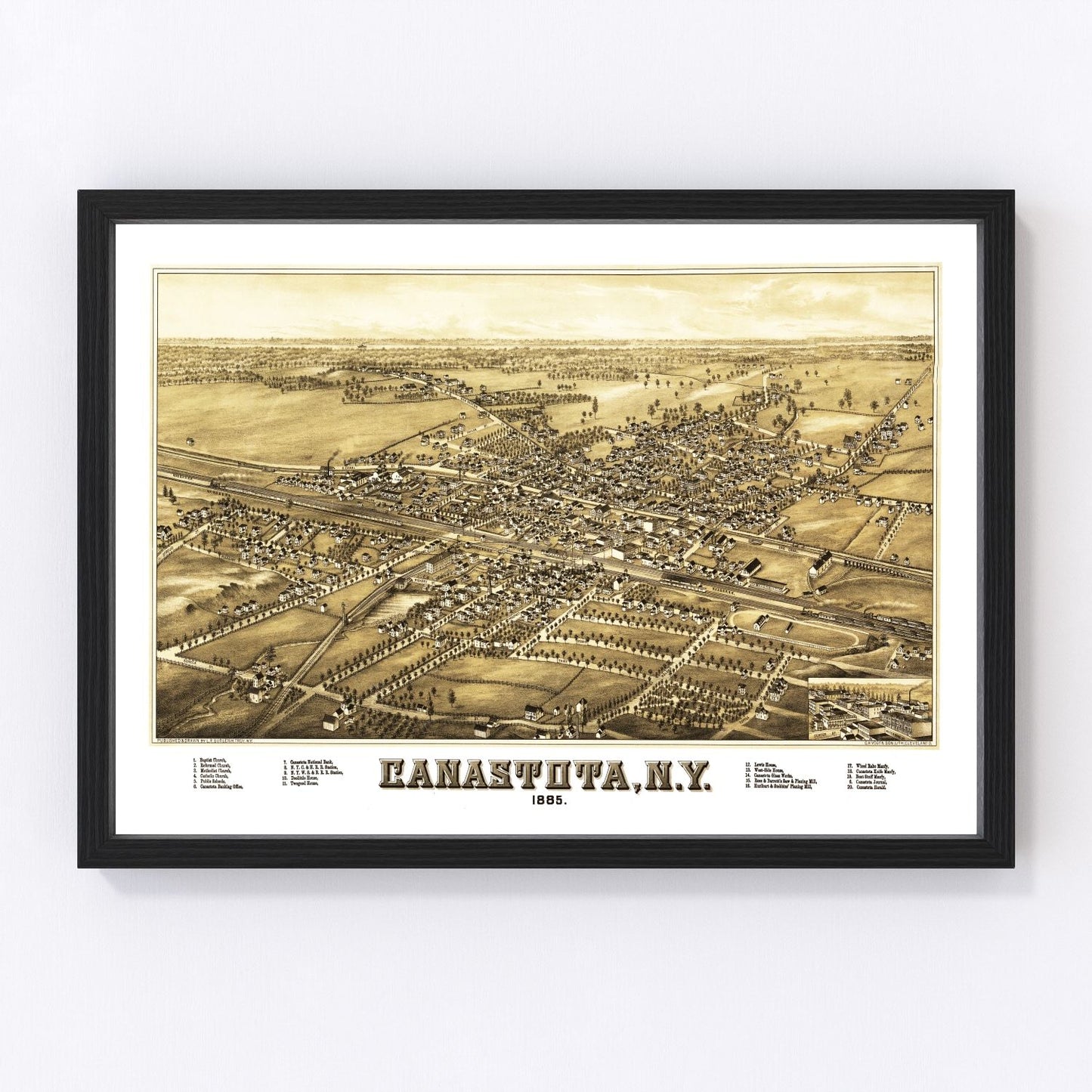 Vintage map of Canastota, New York, 1885, digitally restored antique cartographic print
