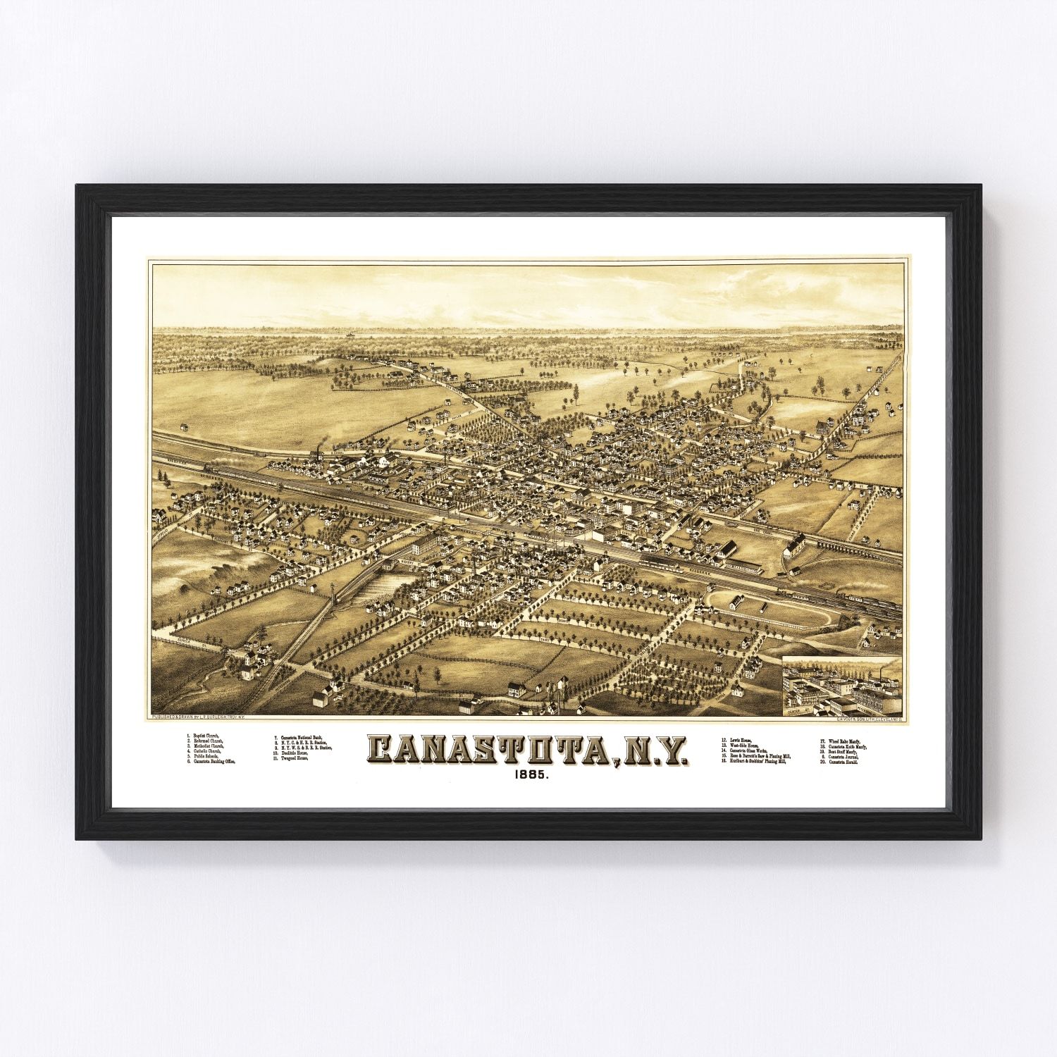 Vintage map of Canastota, New York, 1885, digitally restored antique cartographic print