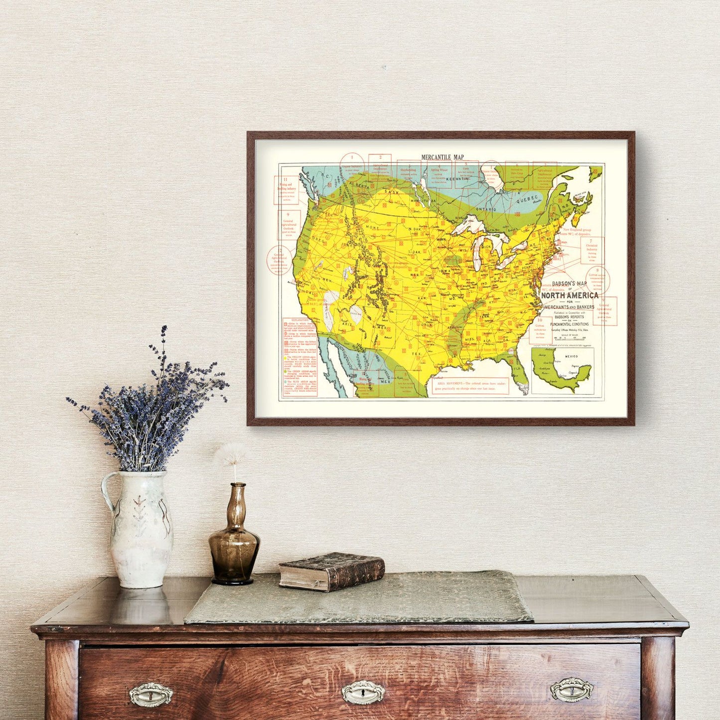 Vintage Map of the United States, 1916