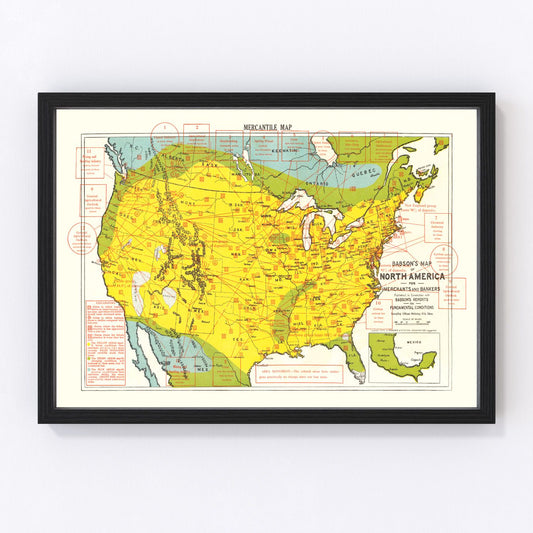 Vintage map of the United States, 1916