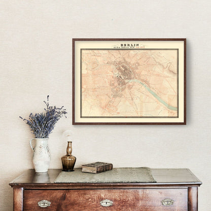 Vintage Map of Berlin, Germany, 1843